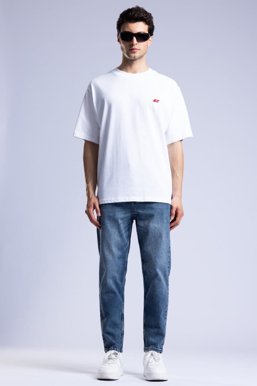 Classic Blue Wash Denim Boyfriend Jeans - Classic blue wash denim jeans crafted with a slim straight fit for a clean modern look. Features a soft faded finish, mid-rise waist, and timeless five-pocket design for everyday comfort and style. Perfect to pair with oversized tees, shirts, or sneakers for an effortless casual outfit.