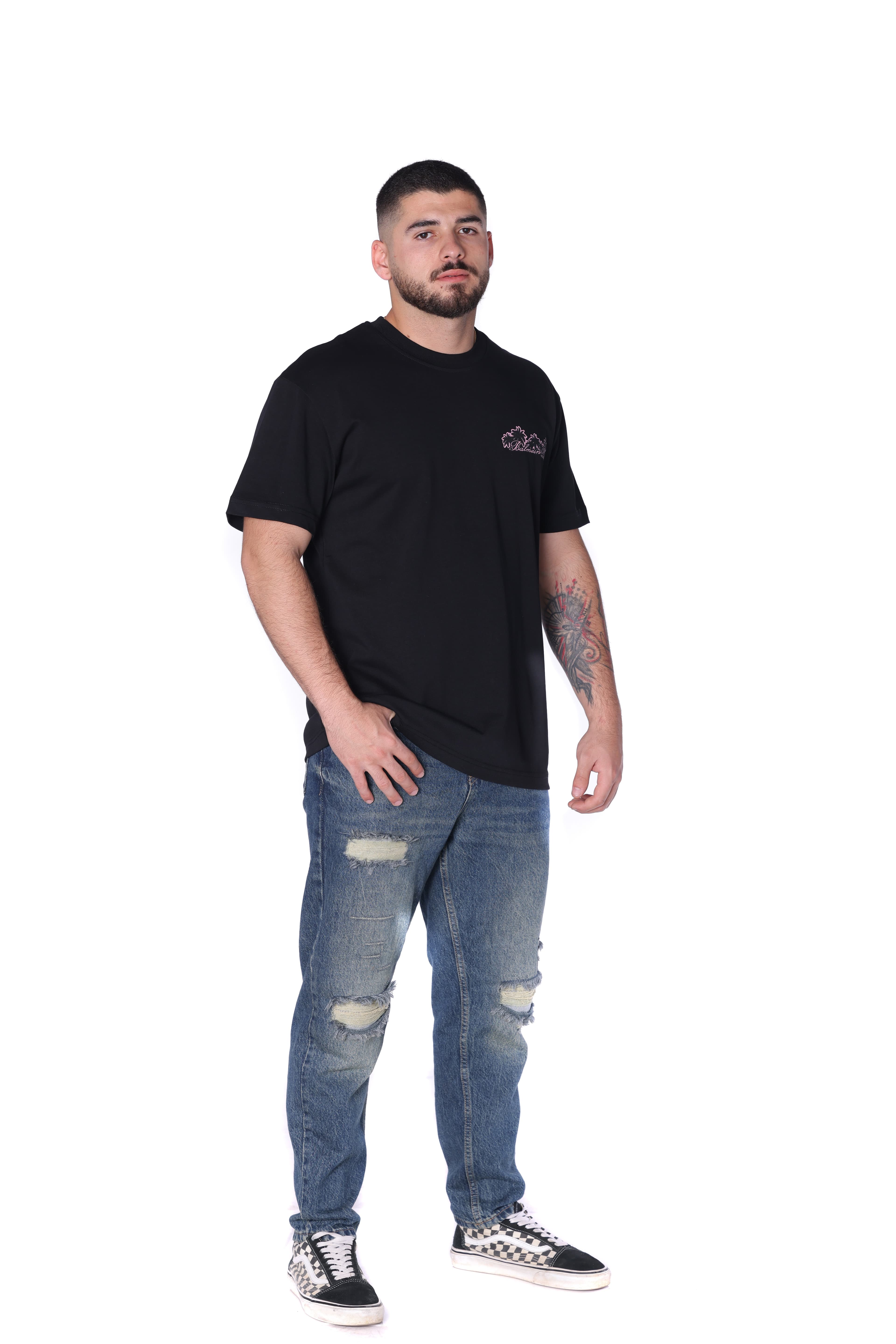 Black Balmain Club Oversized T-Shirt