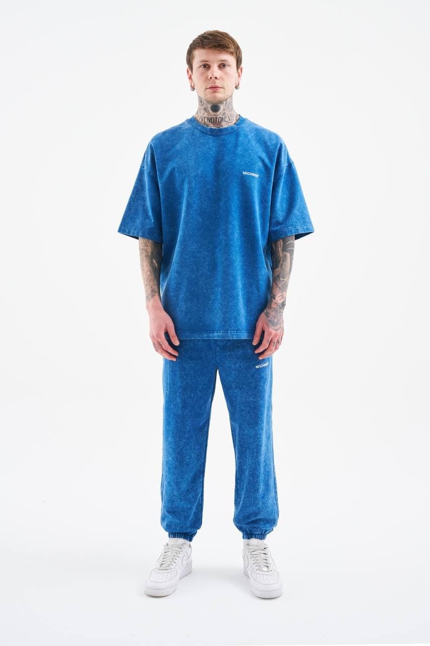 Oversized Washed Royal Blue T-Shirt - Oversized washed royal blue t-shirt featuring a minimal front chest logo for a clean modern look. Crafted from soft premium fabric with a vintage faded wash and relaxed fit for all-day comfort. A versatile streetwear essential perfect for casual outfits, layered styling, and everyday wear.
