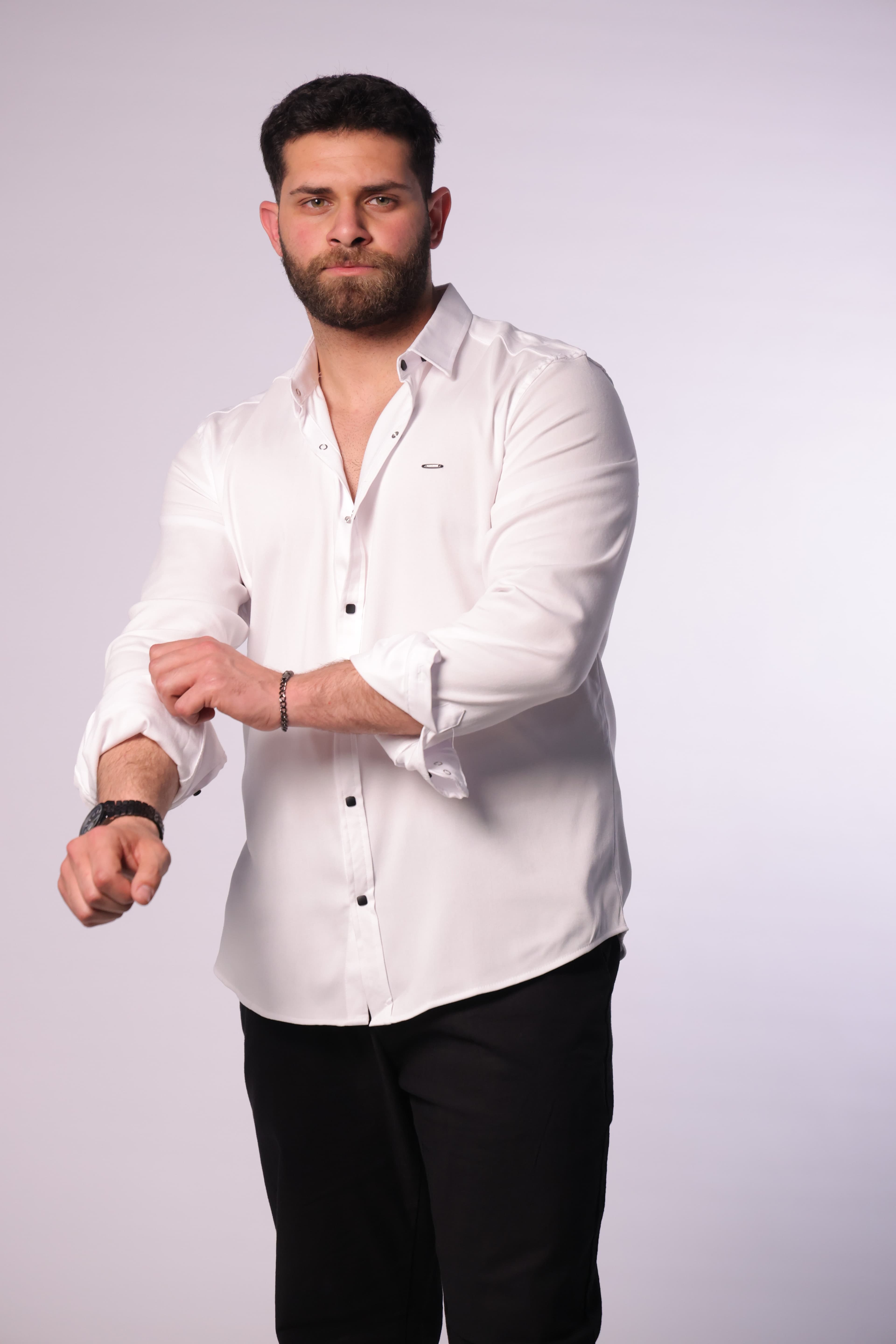 Slim-Fit White Button-Down Shirt