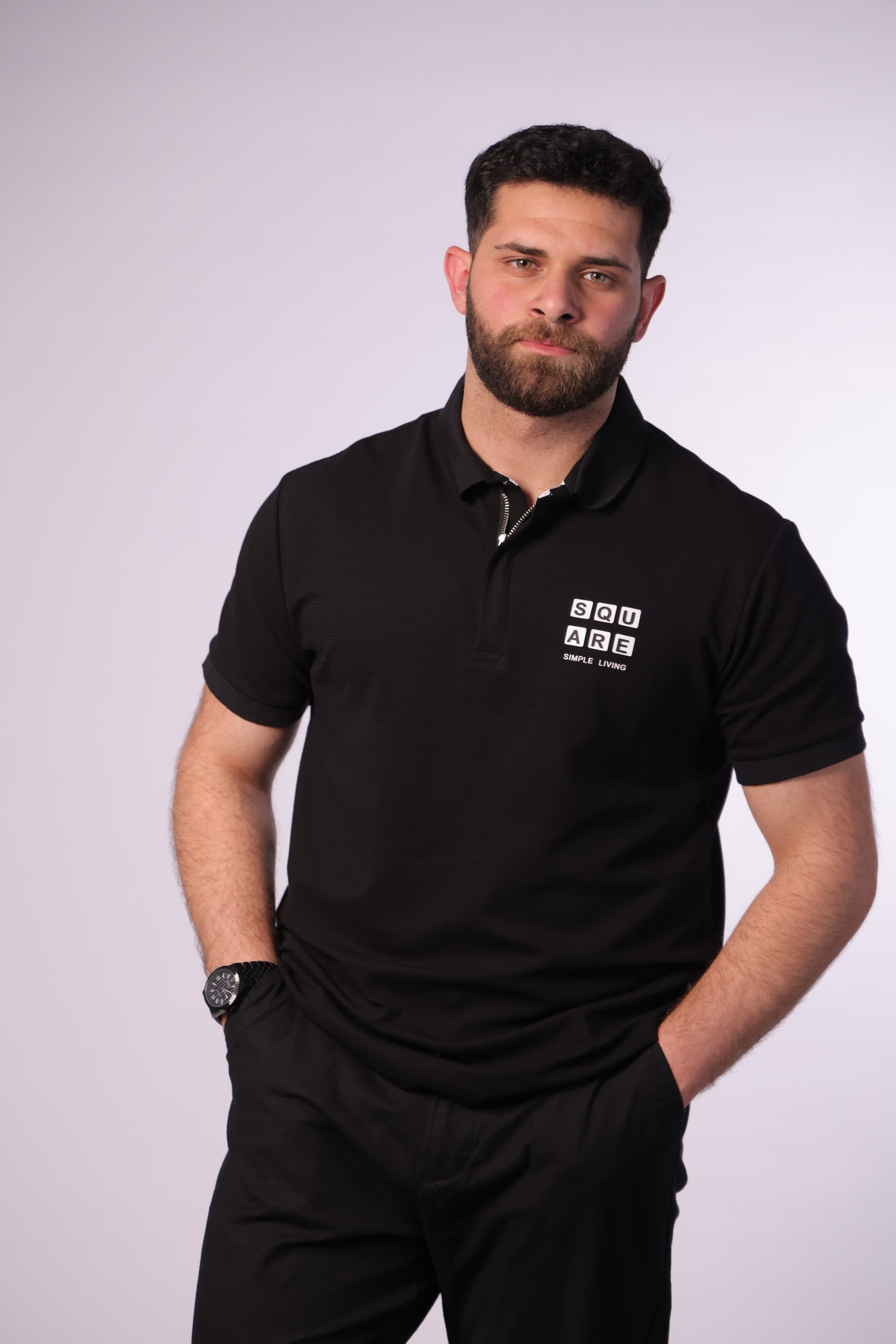 Slim-Fit Black Polo Shirt