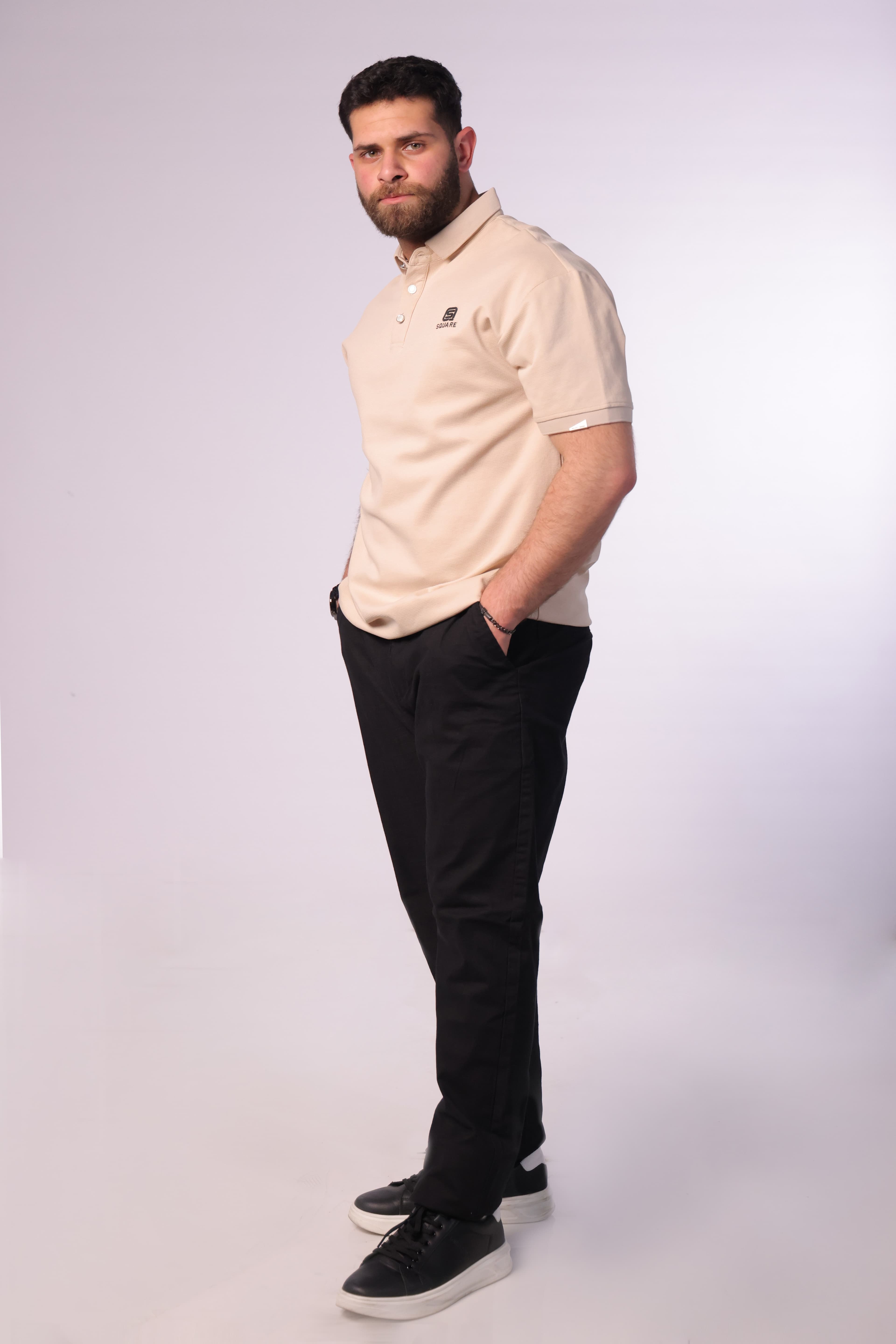 Regular-Fit Beige Polo Shirt