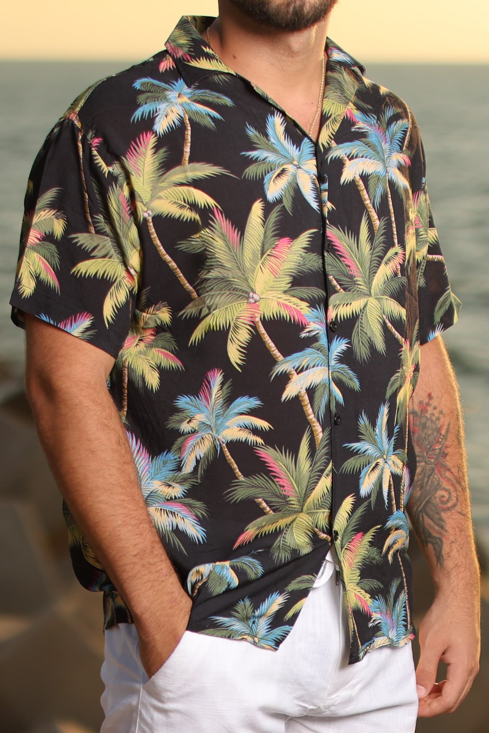 Relaxed-Fit Tropical Button-Down Shirt